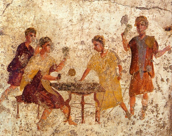 Saturnalien Wikimedia
https://en.wikipedia.org/wiki/Saturnalia#/media/File:Pompeii_-_Osteria_della_Via_di_Mercurio_-_Dice_Players.jpg