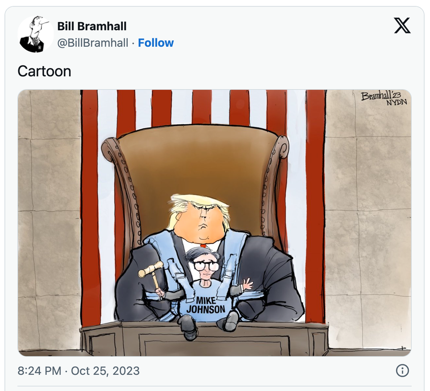 Karikatur zum neuen US-Kongressvorsitzenden der Republikaner, Mike Johnson.