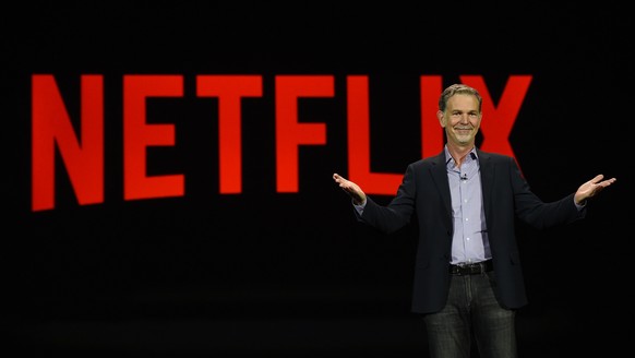 LAS VEGAS, NV - JANUARY 06: Netflix CEO Reed Hastings delivers a keynote address at CES 2016 at The Venetian Las Vegas on January 6, 2016 in Las Vegas, Nevada. CES, the world&#039;s largest annual con ...