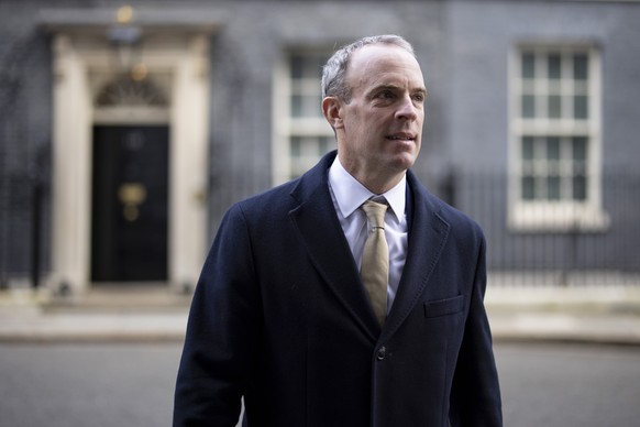 epa10410886 Britain&#039;s Deputy Prime Minister Dominic Raab leaves after a cabinet meeting at Downing Street in London, Britain, 17 January 2023. EPA/TOLGA AKMEN