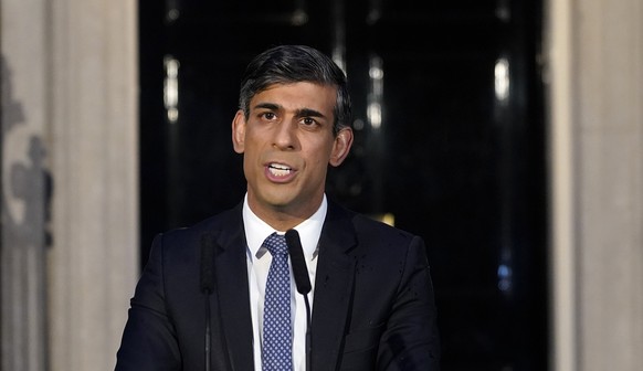 Britain&#039;s Prime Minister Rishi Sunak addresses the media at Downing Street in London, on March 1, 2024. Britain?s main opposition parties are demanding that the Conservative government publish le ...
