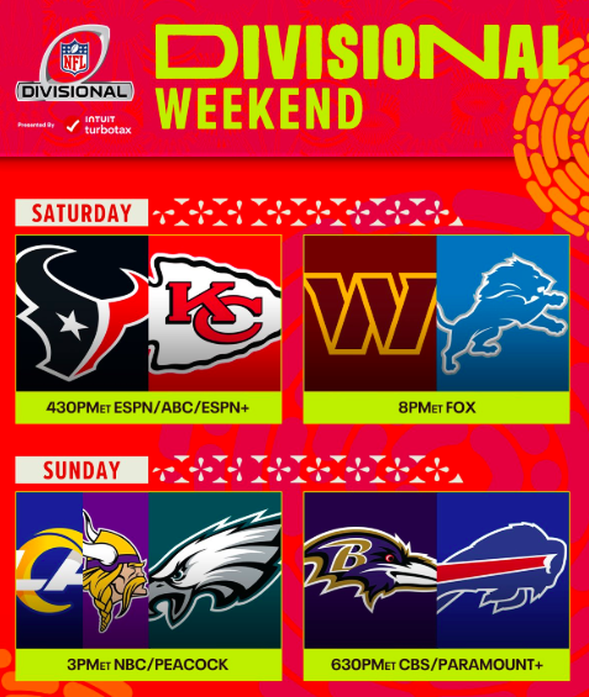 Divisional schedule locked🔒 #NFLPlayoffs