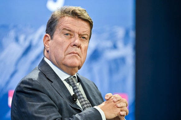 epa10412784 Colm Kelleher, Chairman of UBS, looks on during the 53rd annual meeting of the World Economic Forum, WEF, in Davos, Switzerland, 18 January 2023. The meeting brings together entrepreneurs, ...