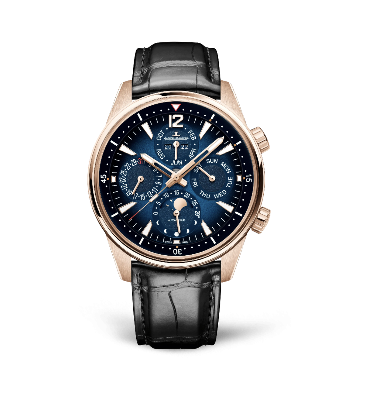 Une montre sportive et luxueuse en or rose: La Jaeger-LeCoultre Polaris Perpetual Calendar.