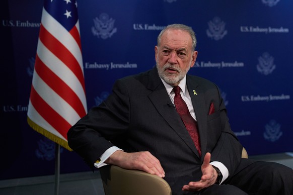 U.S. Ambassador to Israel Mike Huckabee is seen during an interview in Jerusalem, Wednesday, Aug. 20, 2025. (AP Photo/Ohad Zwigenberg)
Mike Huckabee