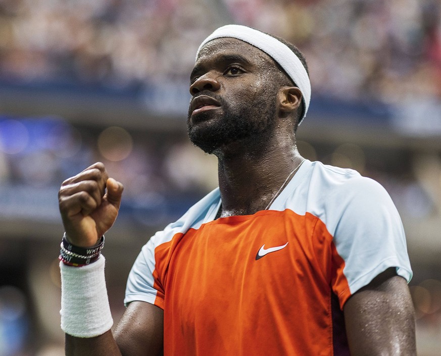 September 7, 2022, Flushing Meadows, New York, USA: Frances Tiafoe during his match against Andrey Rublev on Day 10 of the 2022 US Open at USTA Billie Jean King National Tennis Center on Wednesday Sep ...