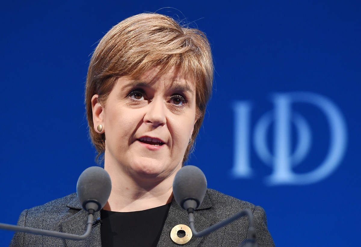 epa05845675 (FILE) - A file photograph showing leader of the Scottish National Party (SNP), Nicola Sturgeon, First Minister of Scotland, delivers a speech on 'Brexit' at the Institute of Dir ...