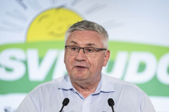 SVP Nationalrat Andreas Glarner, SVP-AG, empfiehlt Annahme der Aenderung des Bundesgesetzes ueber die Reform der beruflichen Vorsorge BVG, welche am 22. September 2024 zur Eidgenoesschen Abstimmung ko ...