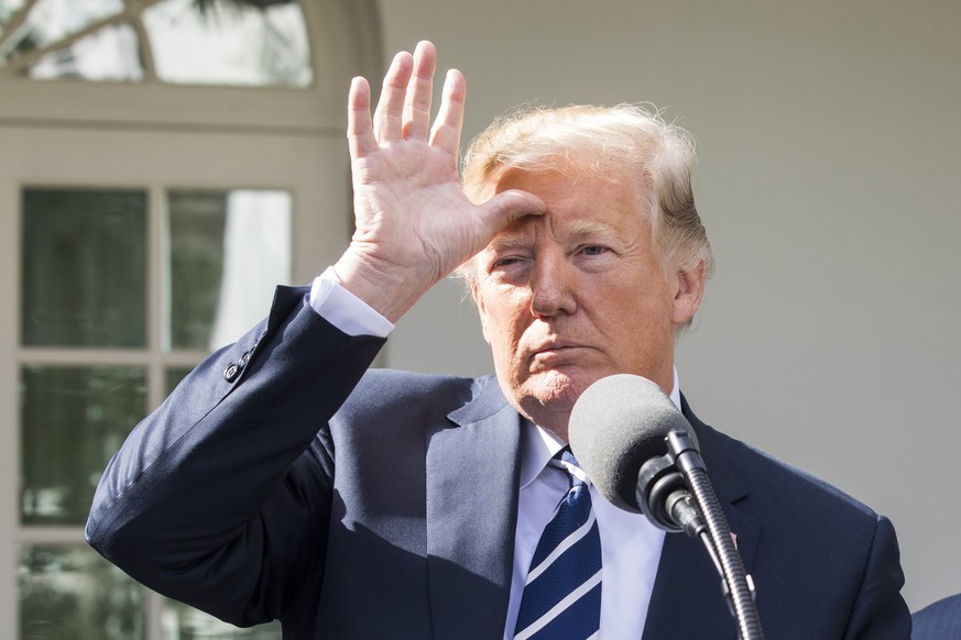 epa06270049 US President Donald J. Trump and Senate Majority Leader Mitch McConnell (not pictured) speak to the media after meeting for lunch at the White House in Washington, DC, USA, 16 October 2017 ...