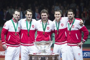 Das erfolgreiche Schweizer Davis-Cup-Team.