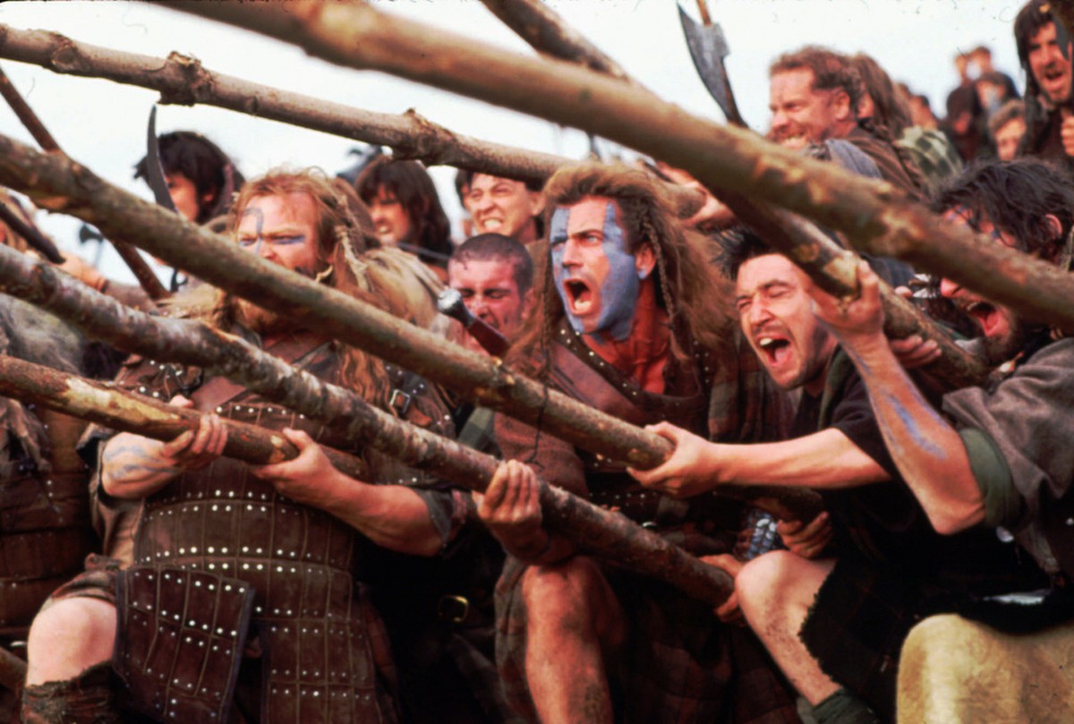 Actor Mel Gibson leads a charge as he stars in the motion picture "Braveheart," which he also directed. The epic film about a 13th-century Scottish patriot won five Oscars late Monday March  ...