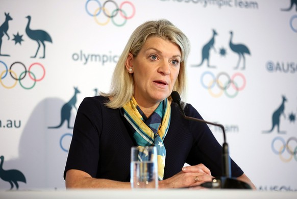epa05423762 Kitty Chiller, the Chef de Mission for Australia at the 2016 Summer Olympics, speaks during a press conference at the Museum of Contemporary Art in Sydney, New South Wales, Australia, 14 J ...