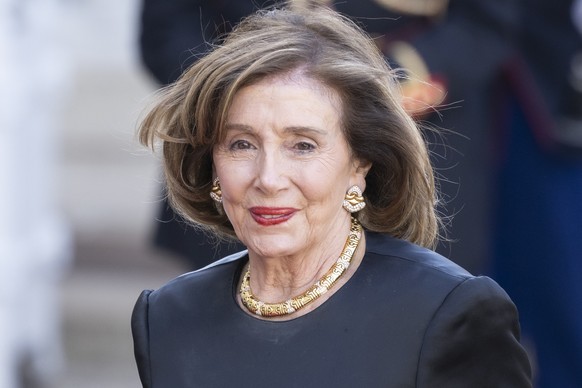 epa11398677 Former US House Speaker Nancy Pelosi arrives for an official state dinner for the visit of US President Joe Biden his wife Jill Biden at the Elysee Palace, Paris, France, 08 June 2024. US  ...
