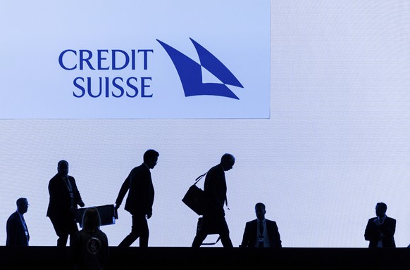 FILE - Swiss bank Credit Suisse CEO Ulrich Koerner, 3rd right, leaves the stage after the annual shareholders&#039; meeting of the Swiss banking group on April 4, 2023 in Zurich, Switzerland. A group  ...