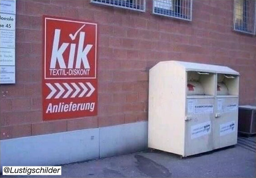 Kik Müll: Lustiges Schild im Faildienstag