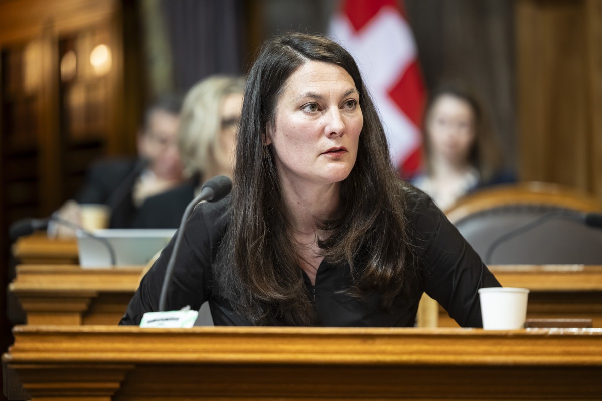 Tiana Angelina Moser, GLP-ZH, spricht fuer die Kommission zur Debatte um den Schutzstatus S, an der Fruehjahrssession der Eidgenoessischen Raete, am Mittwoch, 13. Maerz 2024 im Staenderat in Bern. (KE ...