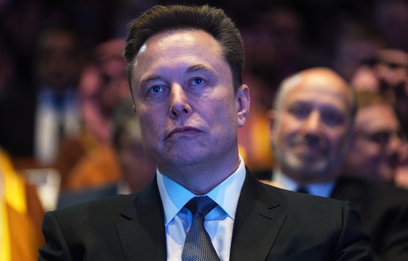 Elon Musk attends the Saudi Investment Forum at the Kennedy Center, Wednesday, Nov. 19, 2025, in Washington. (AP Photo/Evan Vucci)
Elon Musk