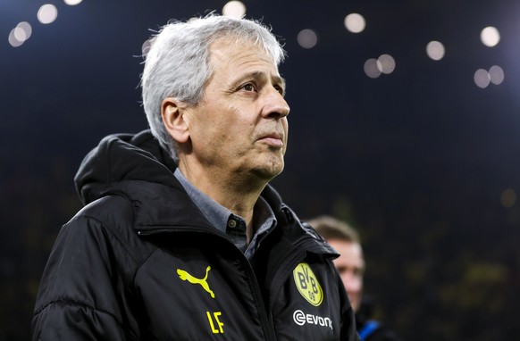 epa07974845 Dortmund&#039;s head coach Lucien Favre reacts prior to the UEFA Champions League group F soccer match between Borussia Dortmund and Inter Milan in Dortmund, Germany, 05 November 2019. EPA ...