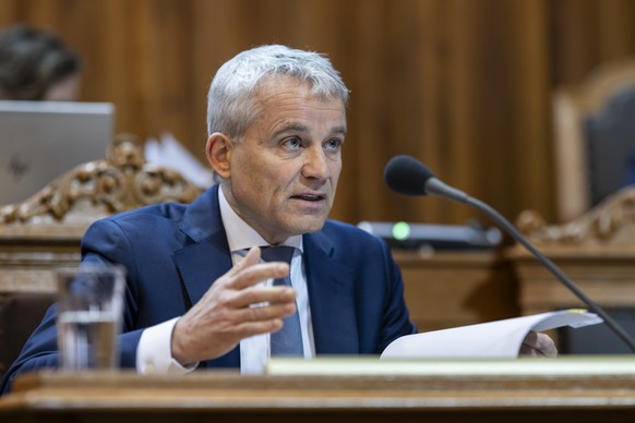 Bundesrat Beat Jans spricht zur Kleinen Kammer, an der Fruehjahrssession der Eidgenoessischen Raete, am Mittwoch, 5. Maerz 2025 im Staenderat in Bern. (KEYSTONE/Alessandro della Valle)