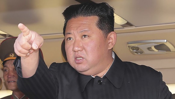 FILE - This undated photo provided on April 17, 2022, by the North Korean government shows Kim Jong Un at an undisclosed location in North Korea. The content of this image is as provided and cannot be ...
