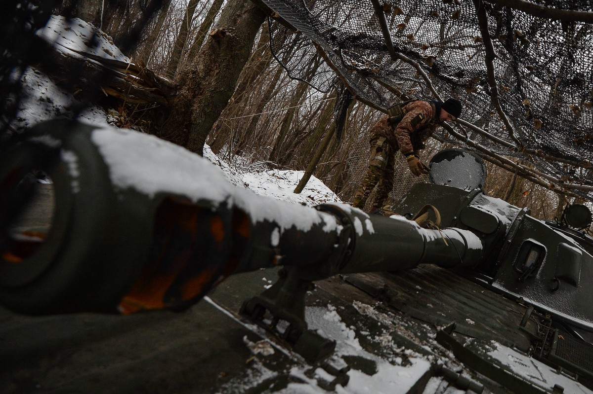 December 9, 2023, Kyiv, Kharkiv Oblast, Ukraine: Stas, a commanding officer in the Ukrainian armed forces, sits atop a 2S1 self propelled artillery piece. As the war continues into its second winter,  ...