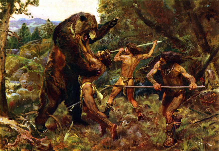Kampf mit einem Höhlenbären
