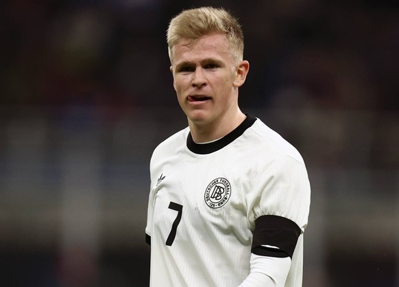 Italy vs Germany Jonathan Burkardt of Germany looks on during the UEFA Nations League quarter-final first leg matchbetween Italy and Germany at Stadio San Siro on March 20, 2025 in Milan, Italy. Milan ...