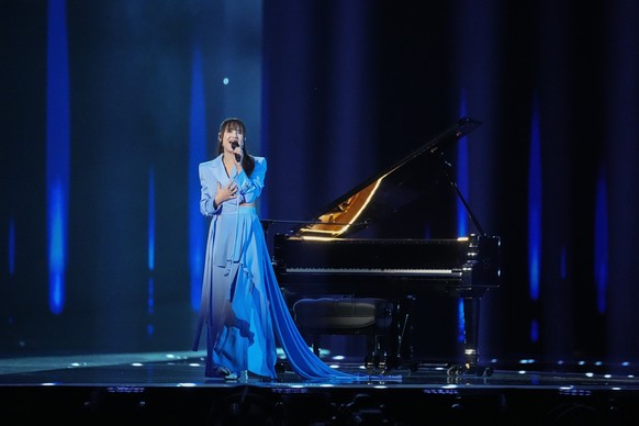 Alika Milova from Estonia performs during dress rehearsals for the second semifinal of the Eurovision Song Contest in Liverpool, England, Wednesday, May 10, 2023. (AP Photo/Martin Meissner) Alika Milova...
