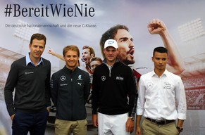 Oliver Bierhoff, Nico Rosberg, der Golfer Martin Kaymer sowie DTM-Pilot Pascal Wehrlein im Vorfeld der Sponsorentermins.