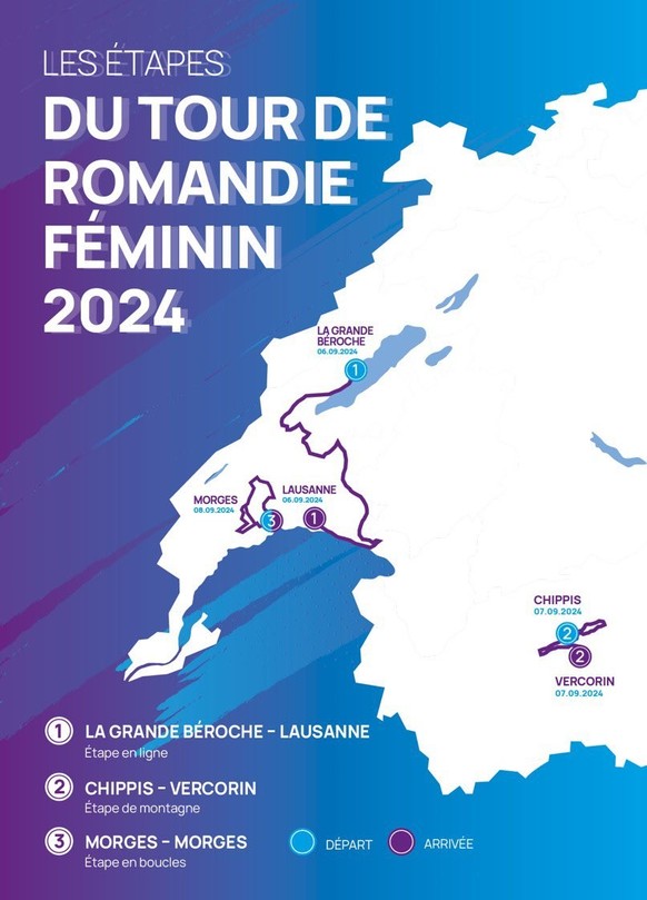 Der Streckenplan der Tour de Romandie.
