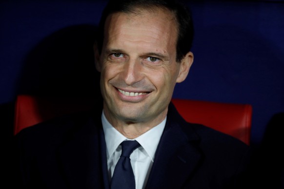 epa07383875 Juventus&#039; head coach Massimo Allegri reacts during the UEFA Champions League round of 16 first leg match between Atletico de Madrid and Juventus at Wanda Metropolitano stadium in Madr ...