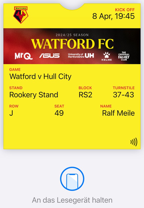 Watford Hull City Ticket
