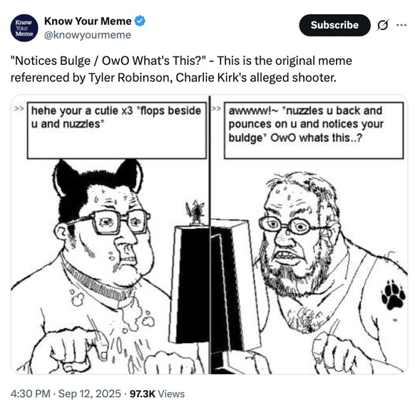 X Post zur Inschrift einer Patronenhülse, die beim Anschlag auf Charlie Kirk verwendet wurde