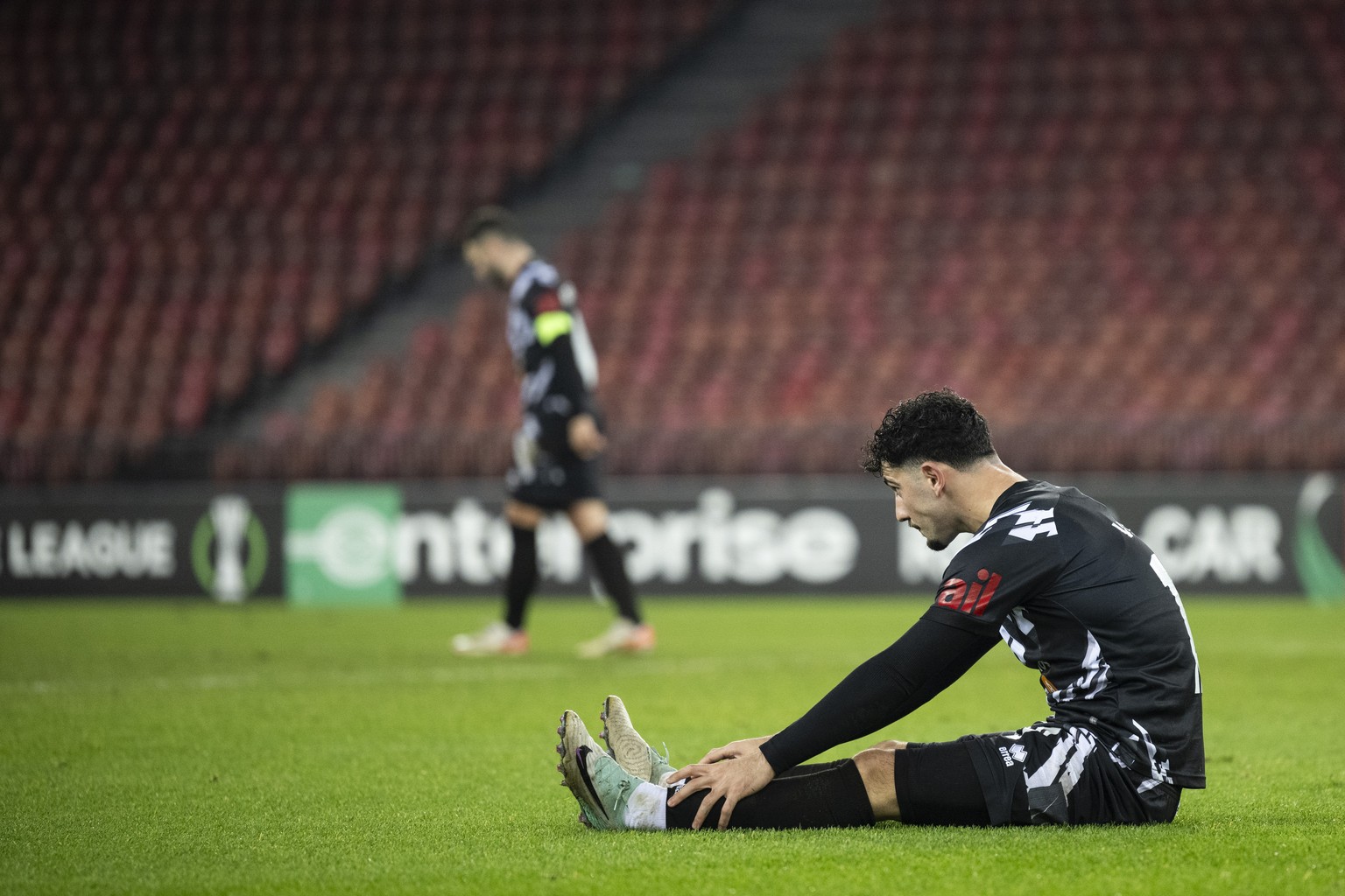 Lugano&#039;s Shkelqim Vladi reacts during the UEFA Conference League group D soccer match between Switzerland&#039;s FC Lugano and Turkey&#039;s Besiktas Istanbul at the Letzigrund Stadium in Zurich, ...