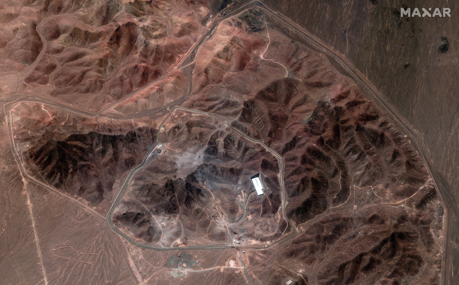 This satellite image provided by Maxar Technologies shows overview of Fordo enrichment facility in Iran, on June 29, 2025. (Maxar Technologies via AP)
Iran Mideast Wars