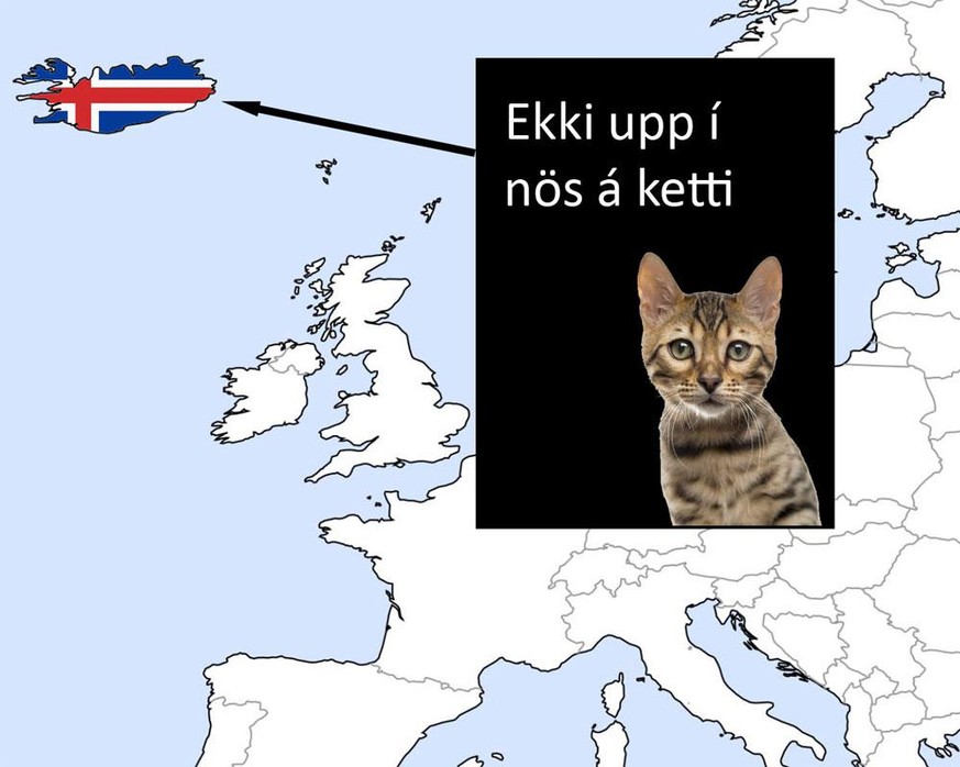 Karte: Redewendungen mit Tieren in Europa, Island