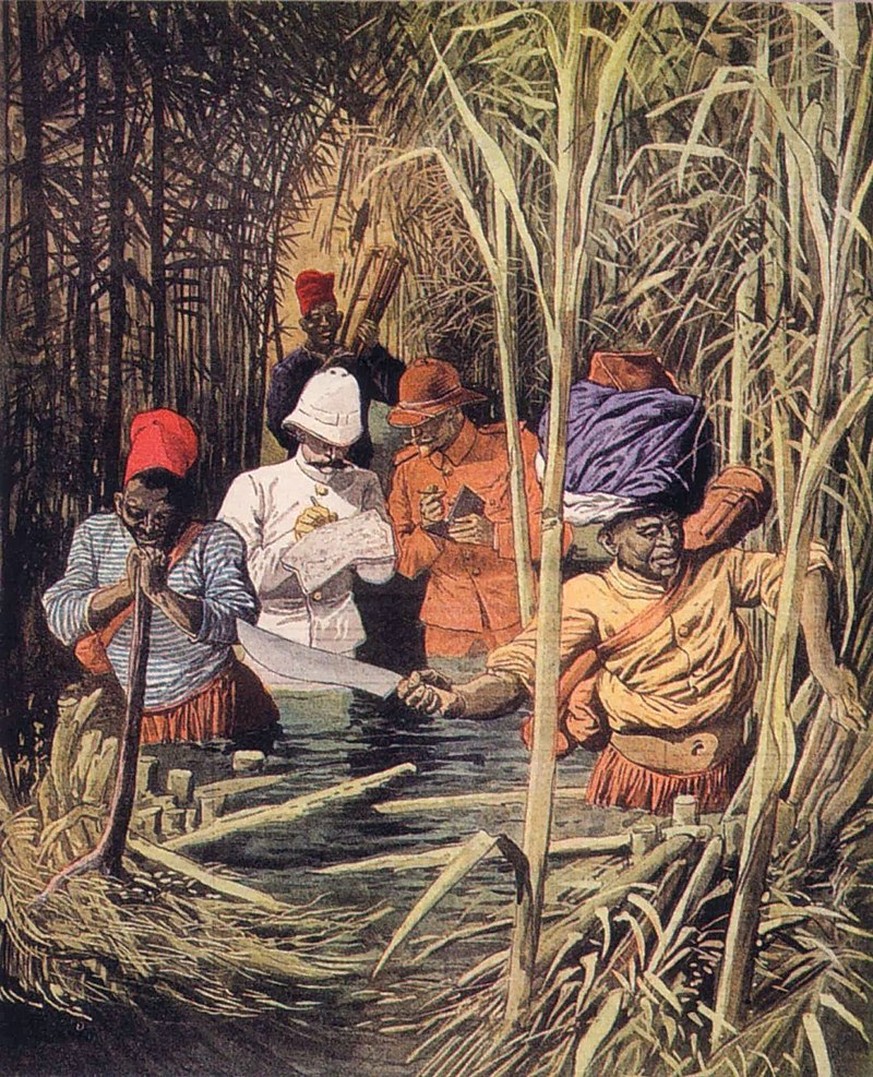 Karikatur in Le Petit Journal, November 1911: Festlegung der deutsch-französischen Grenze im Kongo.