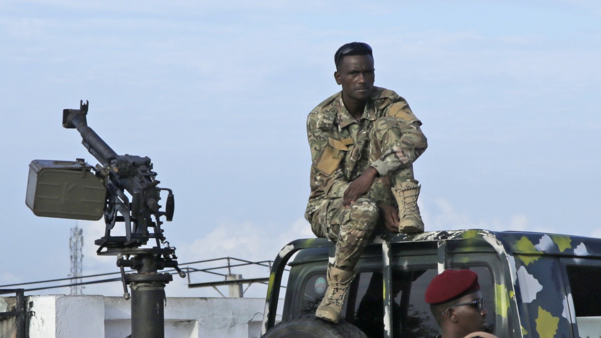 Military personnel patrol during the Eid al-Fitr prayers in Mogadishu, Somalia Wednesday, April. 10, 2024. (AP Photo/Farah Abdi Warsameh)