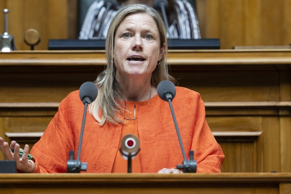 Florence Brenzikofer, GP-BL, spricht zum Strassenbau, an der Sommersession der Eidgenoessischen Raete, am Dienstag, 30. Mai 2023 im Nationalrat in Bern. (KEYSTONE/Alessandro della Valle)