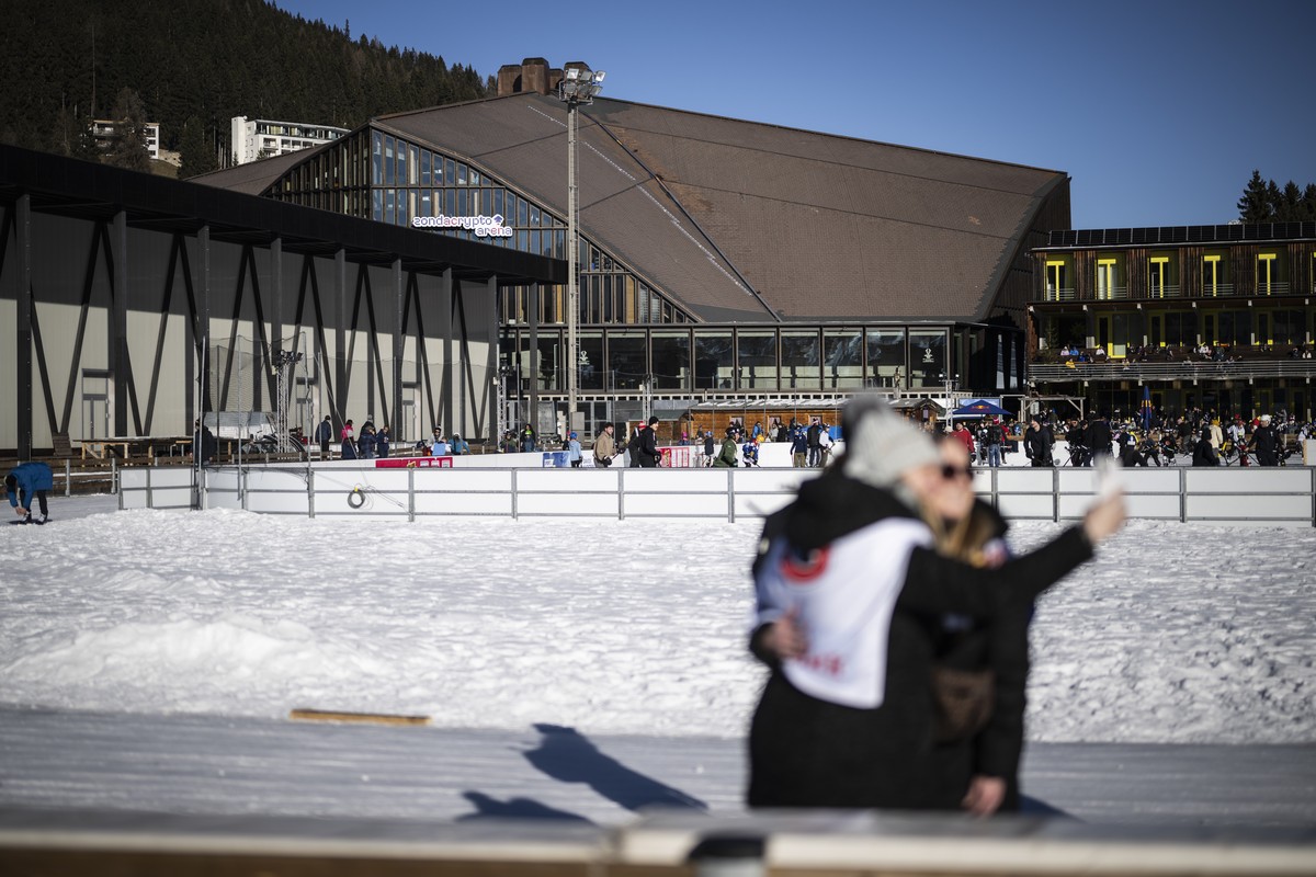 General view of the zondacrypto arena and outside ice rink prior the game between HC Fribourg-Gotteron of Switzerland and IFK Helsinki of Finland at the 97th Spengler Cup ice hockey tournament in Davo ...