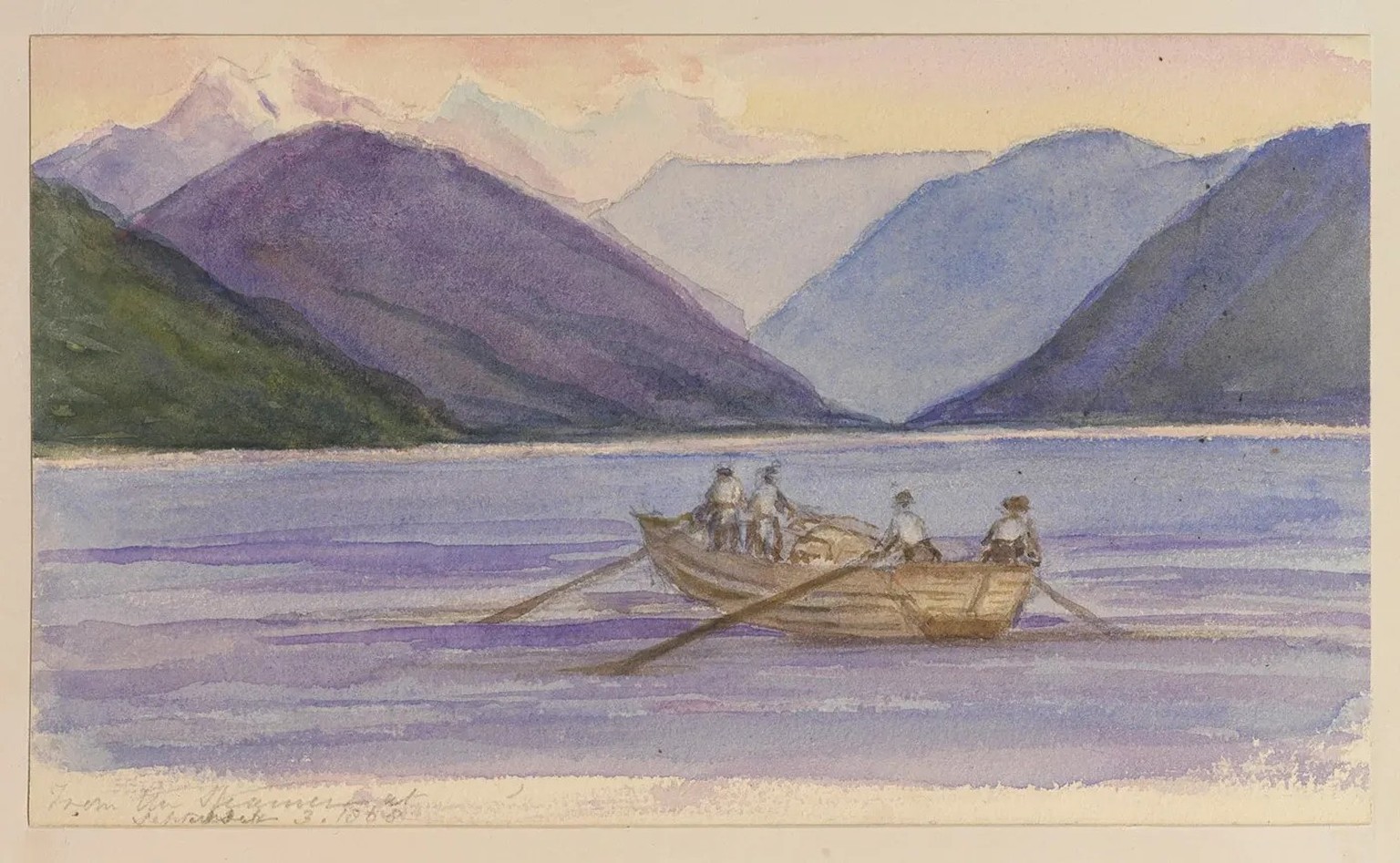Eine anmutige Szene: vier Fischer mit Stechpaddeln auf dem Vierwaldstättersee.
https://www.rct.uk/collection/search#/48/collection/980042-bv/from-the-steamer