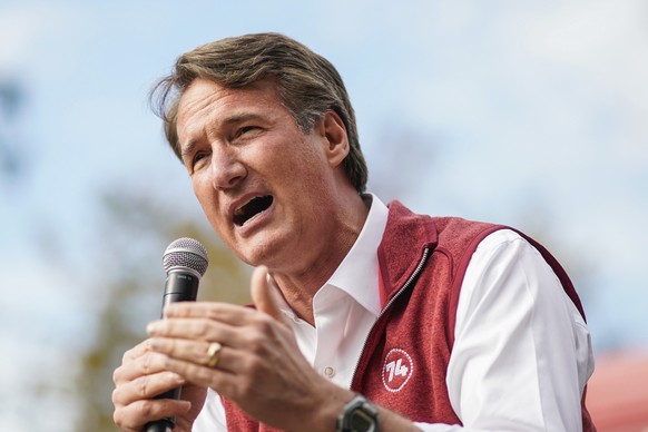 Gov. Glenn Youngkin addresses supporters as he attends a campaign rally on Monday, Oct. 1.  31, 2022, in Westchester, NY (AP Photo/Eduardo Munoz Alvarez) Glenn Youngkin