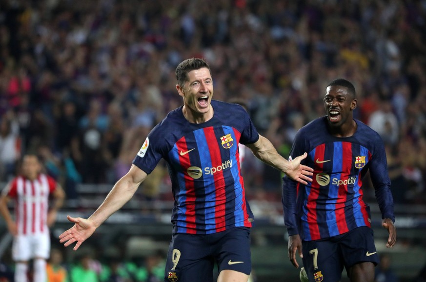 FC Barcelona, Barca v Athletic Club - LaLiga Santander Robert Lewandowski goal celebration during the match between FC Barcelona and Athletic Club, corresponding to the week 11 of the Liga Santander,  ...