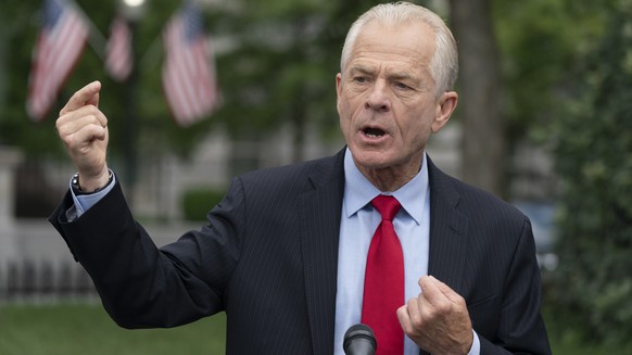 epa08494241 Peter Navarro, Director of Trade and Industrial Policy and Director of the White House National Trade Council speaks to the media at the White House in Washington, DC, USA, 18 June 2020. E ...