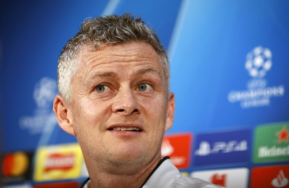 Manchester United caretaker manager Ole Gunnar Solskjaer during the press conference at Aon Training Complex in Manchester, England, Monday Feb. 11, 2019. Manchester United will play PSG in a Champion ...