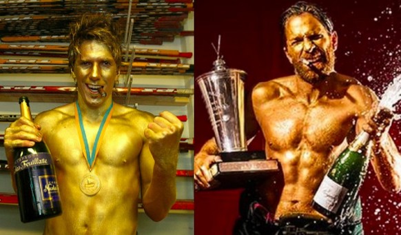 Henrik (links) und Joel Lundqvist nach den Frölunda-Titeln 2005 und 2016.