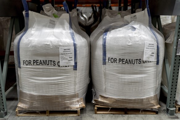 Raw materials for Plumpy&#039;Nut, a nutritional lifesaving peanut paste sent to malnourished children worldwide, sit in a warehouse at Edesia Nutrition, Friday, March 14, 2025, in North Kingstown, R. ...
