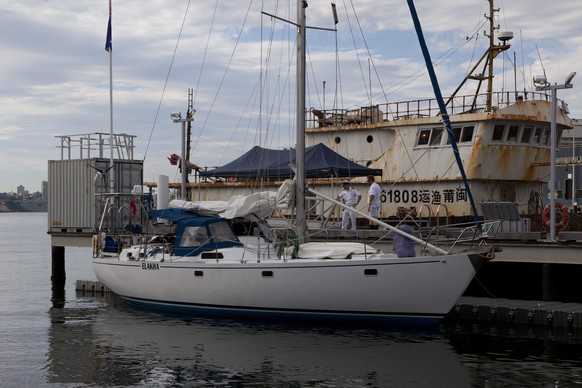 epa05774026 An undated handout photo made available by the Australian Federal Police (AFP) on 06 February 2017 shows a yacht, believed to be carrying cocaine, that was intercepted off the New South Wa ...