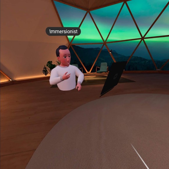 Tomislav in seinem Wohnzimmer im Metaverse.