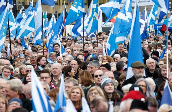 epa08558442 (FILE) - People attend the Independence rally in George Square, Glasgow, Scotland, Britain, 02 November 2019 (reissued 21 July 2020). A report published by the UK Intelligence and security ...